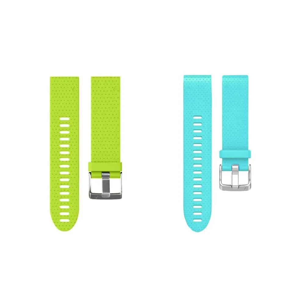 20mm EasyFit Silicone Strap for Garmin Fenix - Combo - Green+Frost Blue