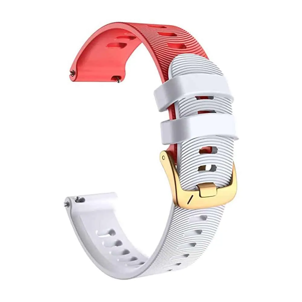 20mm Quick Release Silicone Strap - Red & White