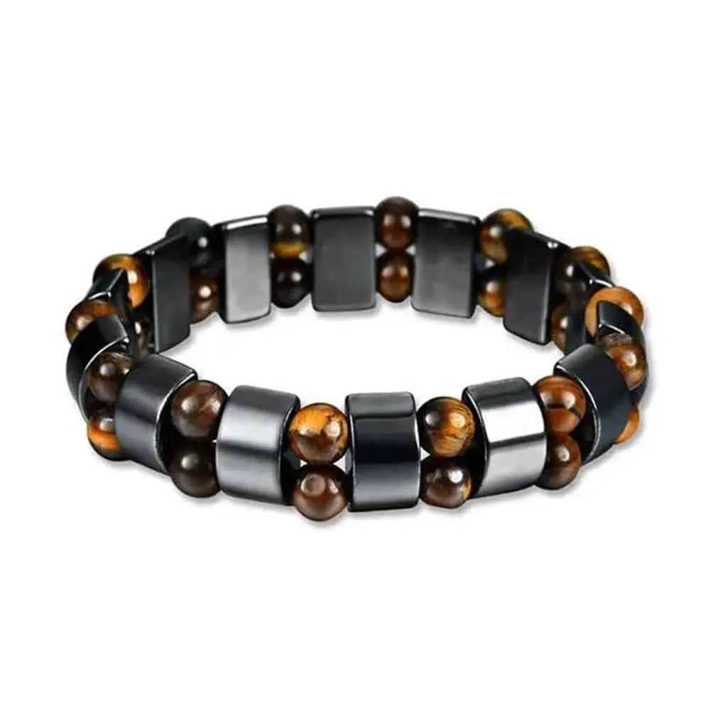 Magnetic Therapy Health Care Hematite Stones Tiger's Eye Bracelet - S/M