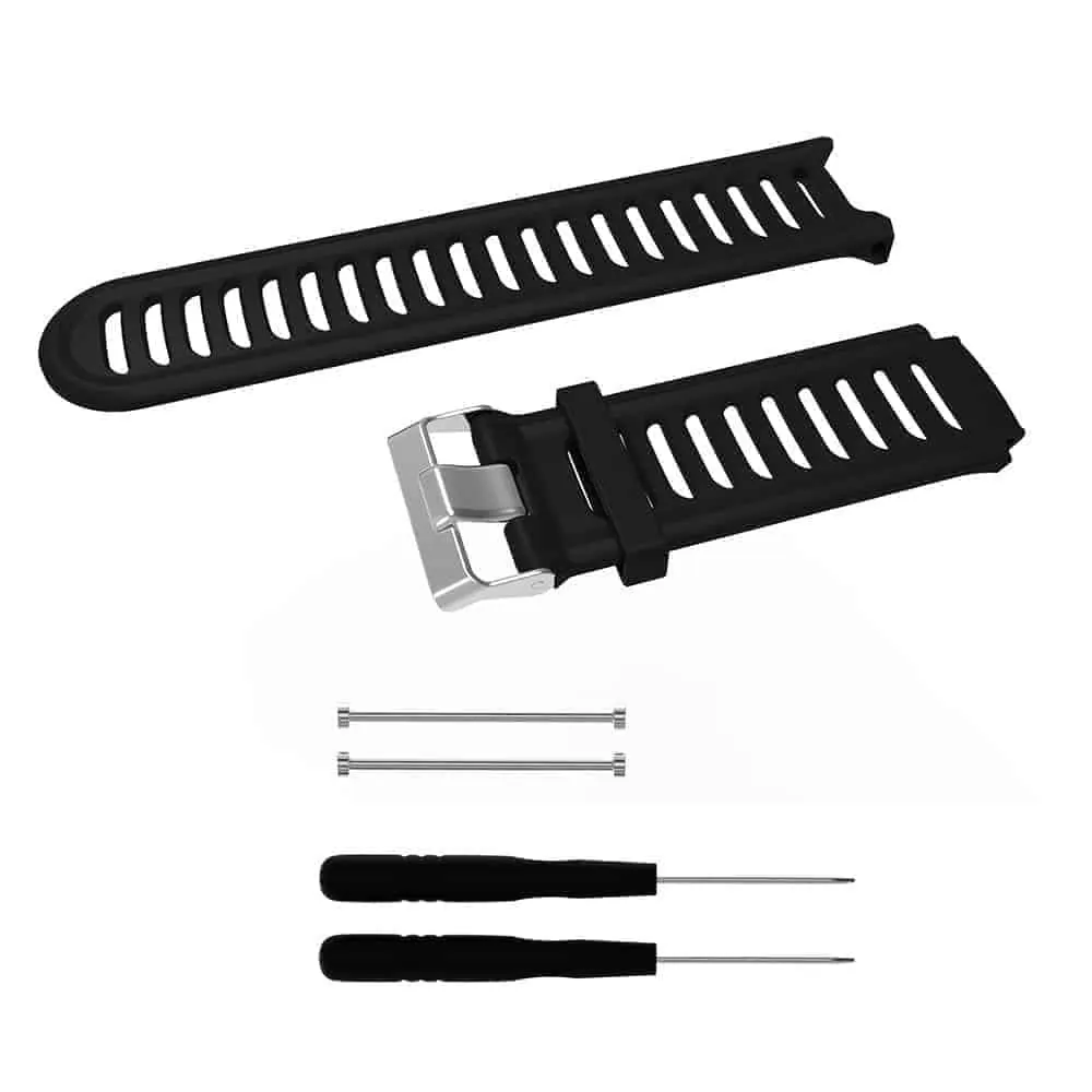 22mm Silicone Strap for Garmin Forerunner 910XT w/ Tools - Black