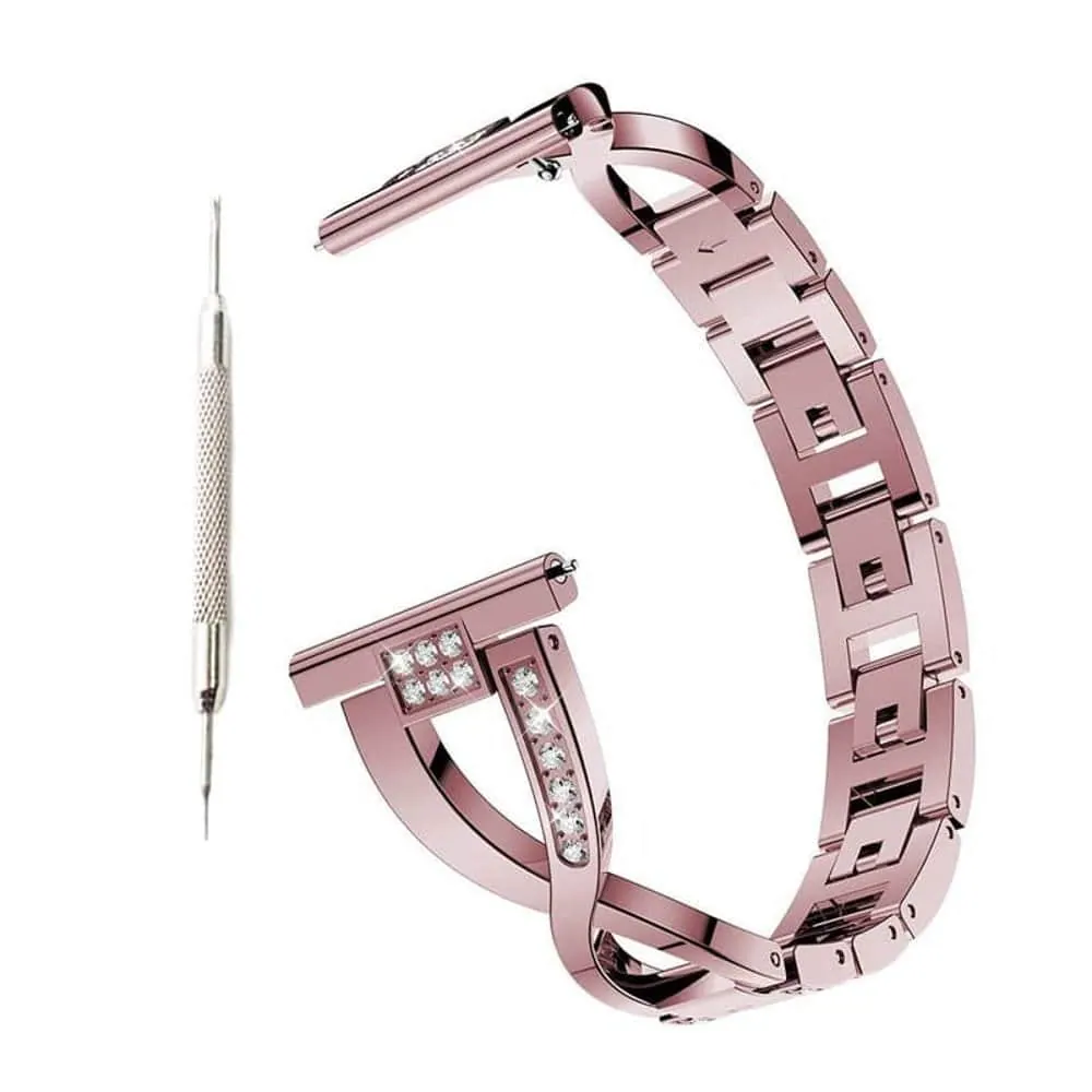 Brass Rhinestone Bracelet Strap for Fitbit Versa - Rose Pink