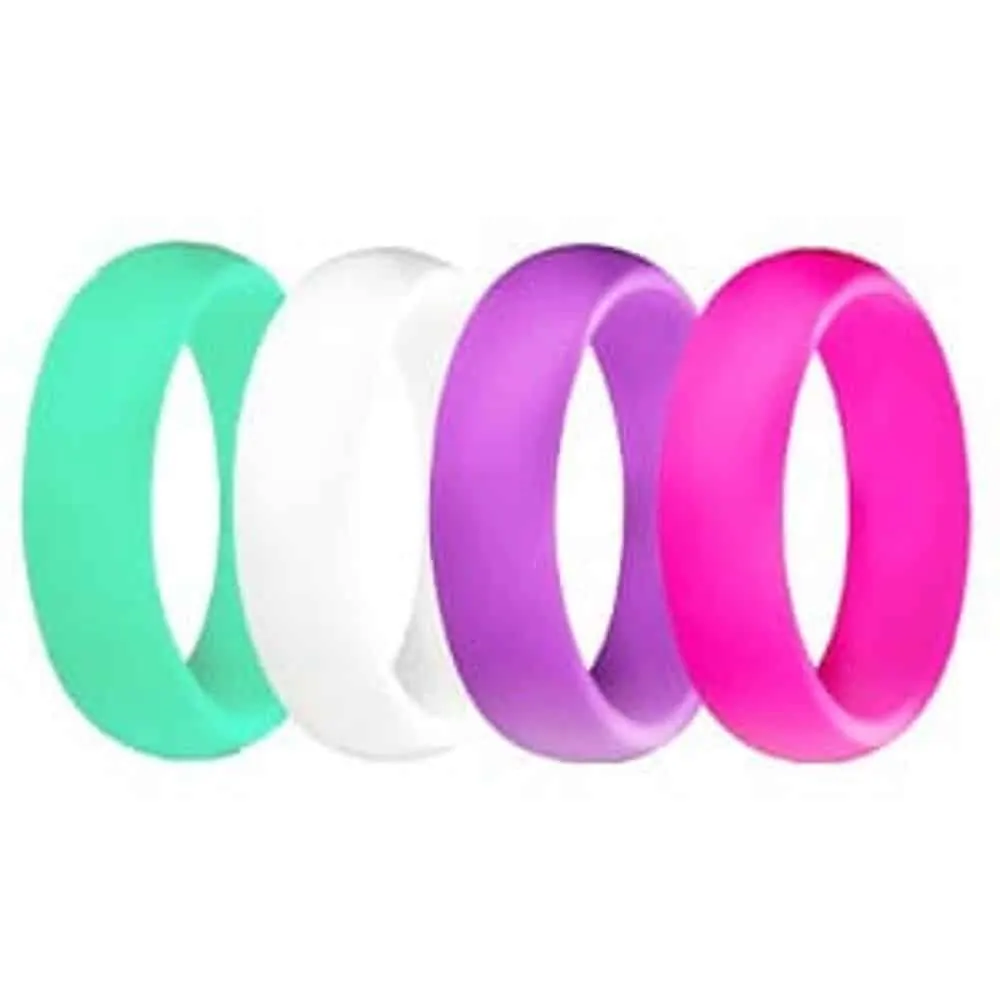 Colourful Wedding Exercise Silicone Ring - 5.7mm - Set of 4 - Q