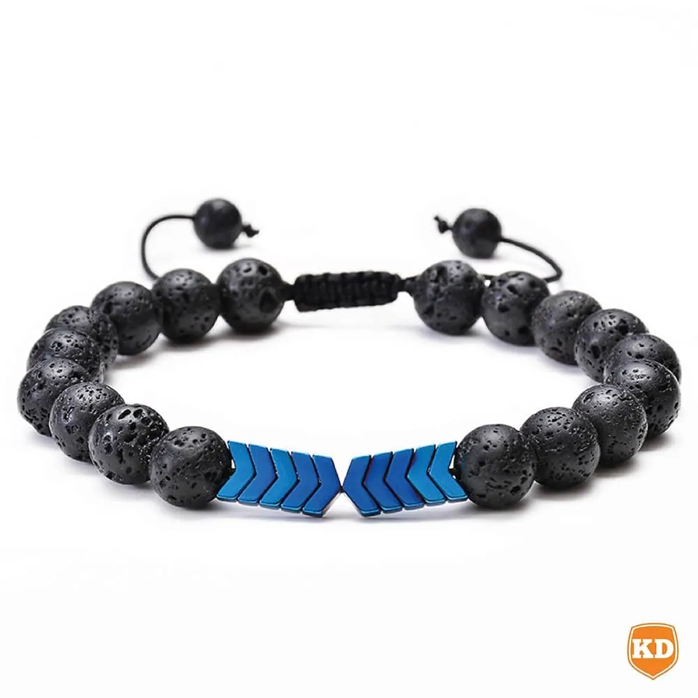 Essential Oil Diffuser Lava Stone Bead Bracelet - Blue Arrow