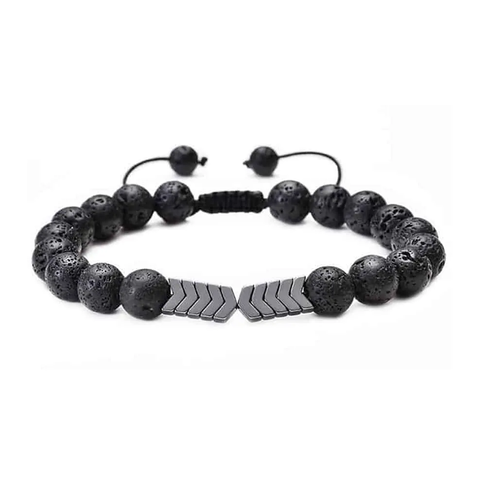 Essential Oil Diffuser Lava Stone Bead Bracelet - Black Arrow