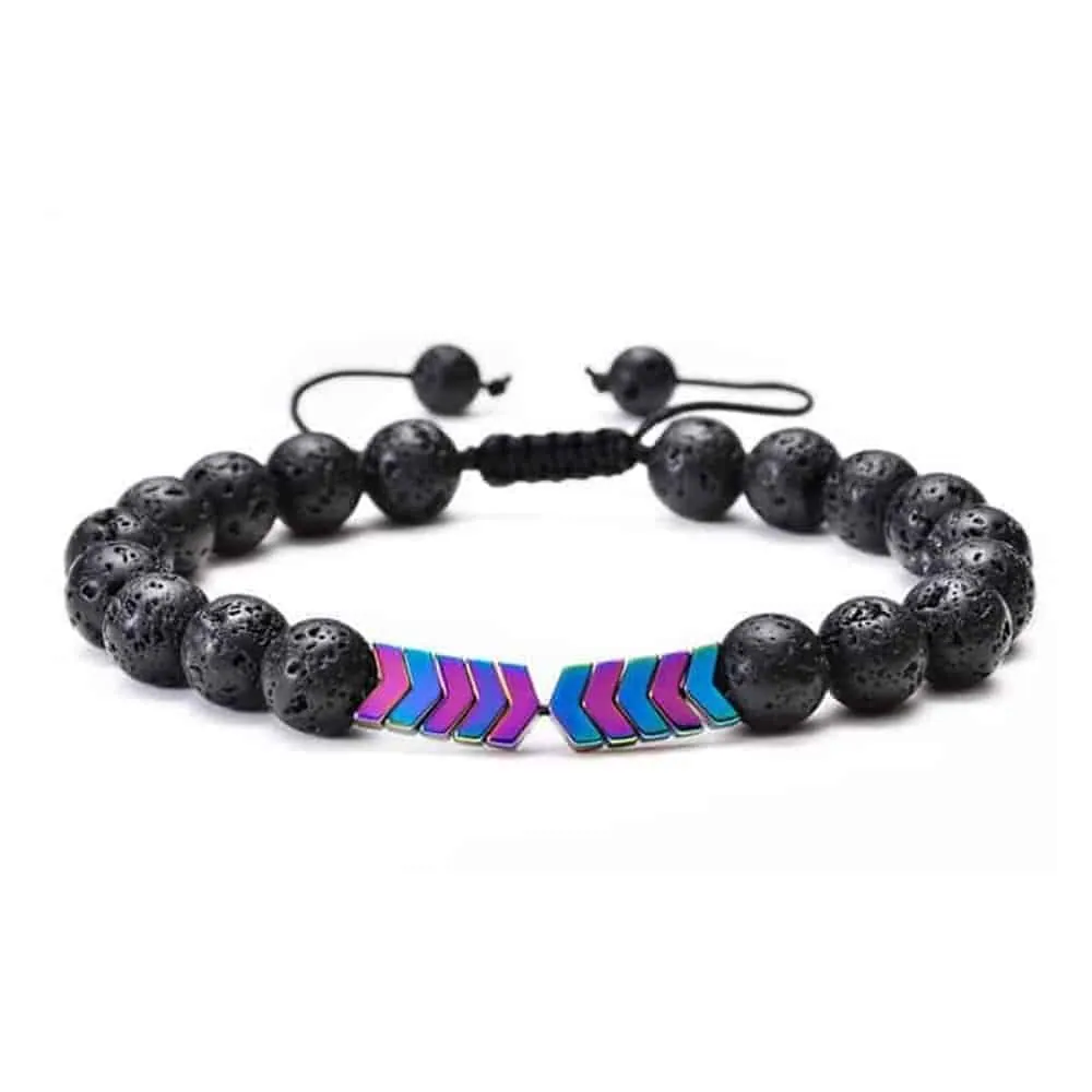 Essential Oil Diffuser Lava Stone Bead Bracelet - Purple Arrow