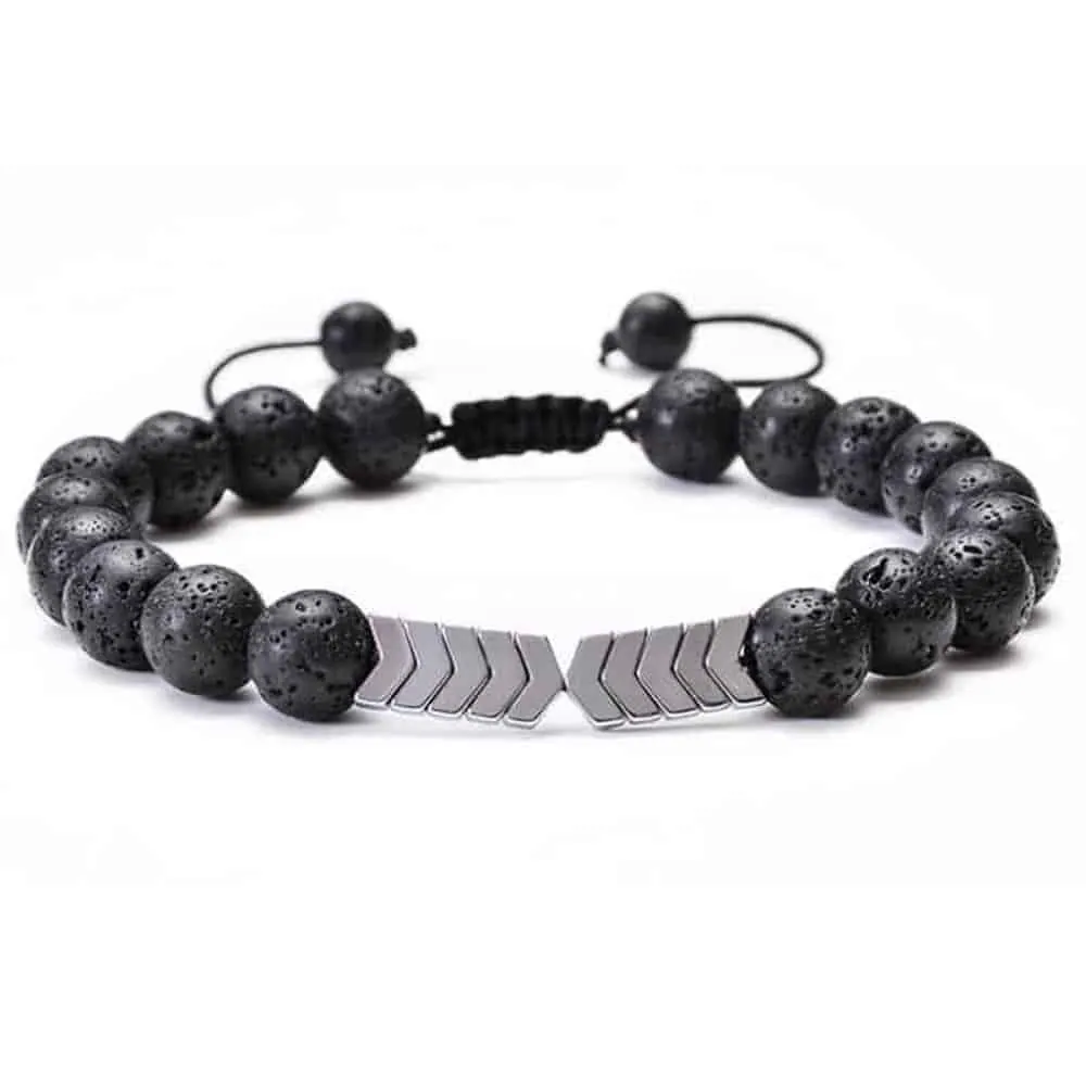 Essential Oil Diffuser Lava Stone Bead Bracelet - Silver Arrow