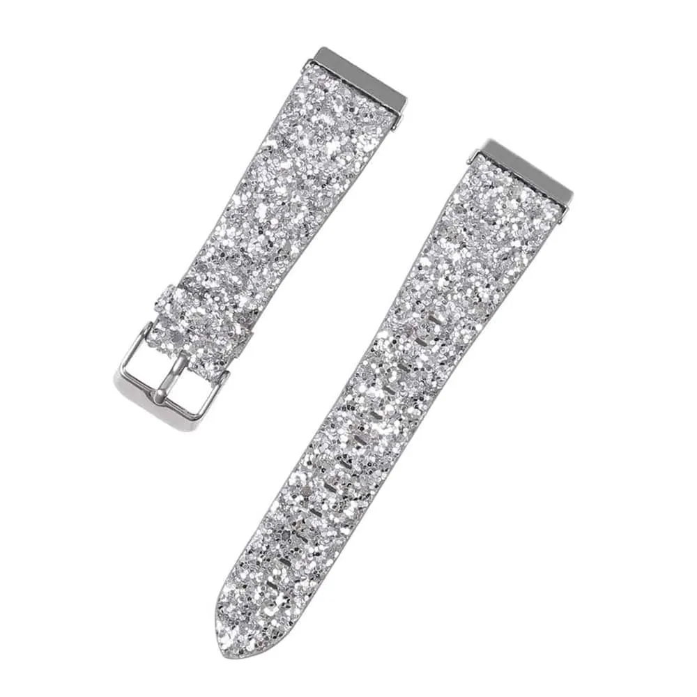 Leather Strap for Fitbit Versa - Silver