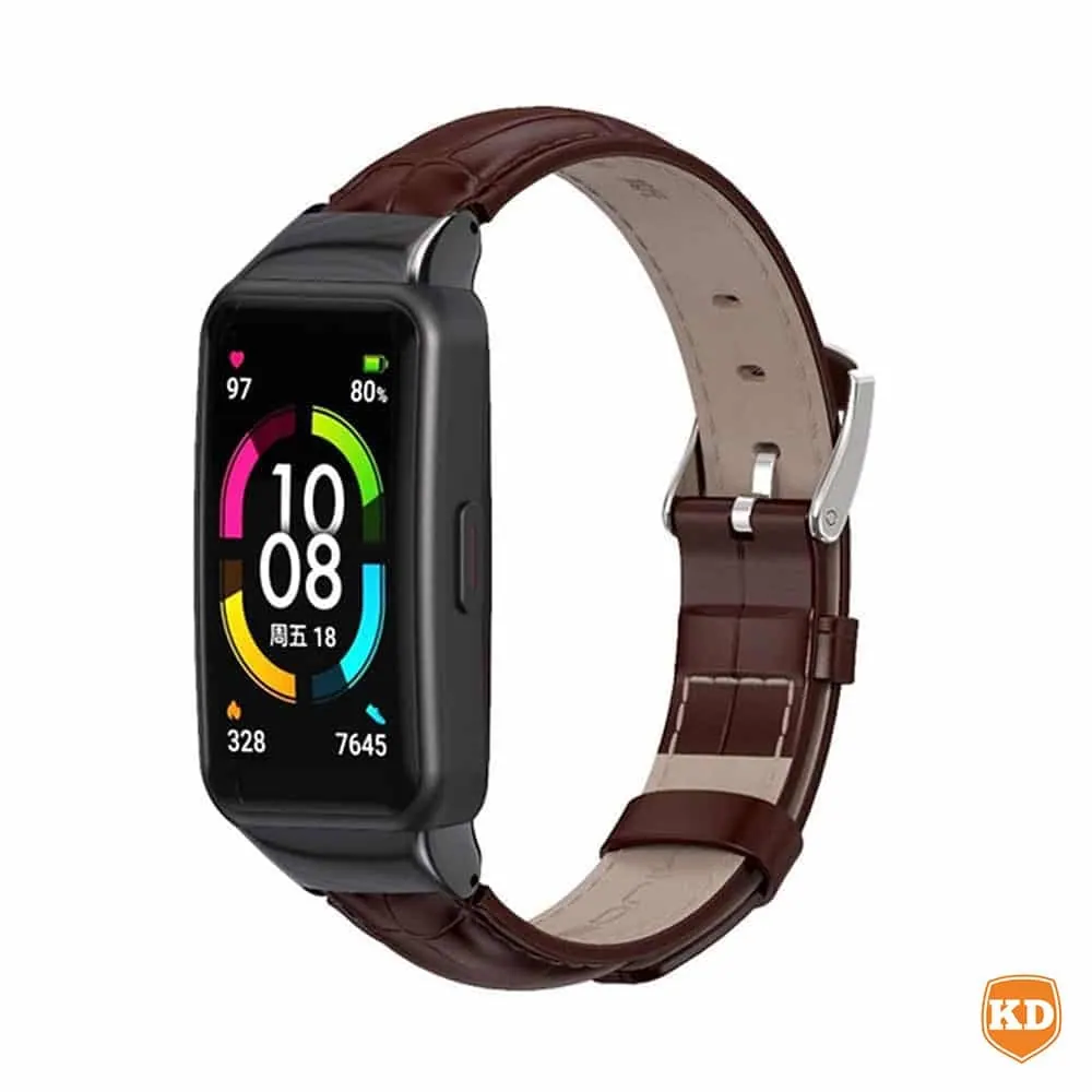 Leather Band for Huawei band 6 - Brown