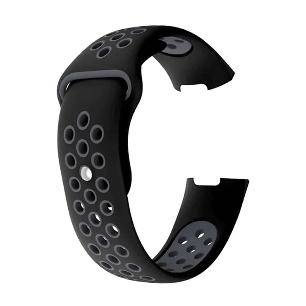 Silicone Band for Fitbit Charge 3(M/L) - Black+Grey