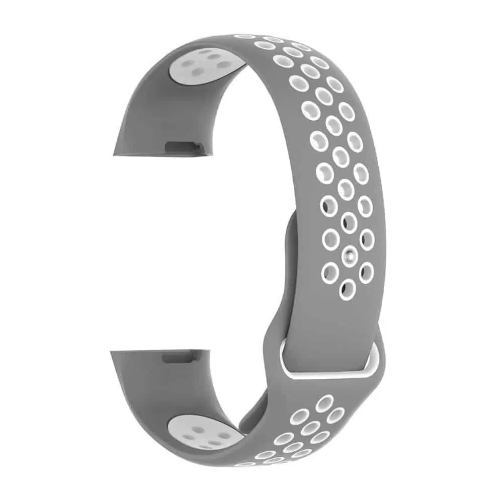 Silicone Band for Fitbit Charge 3(M/L) - Grey+White