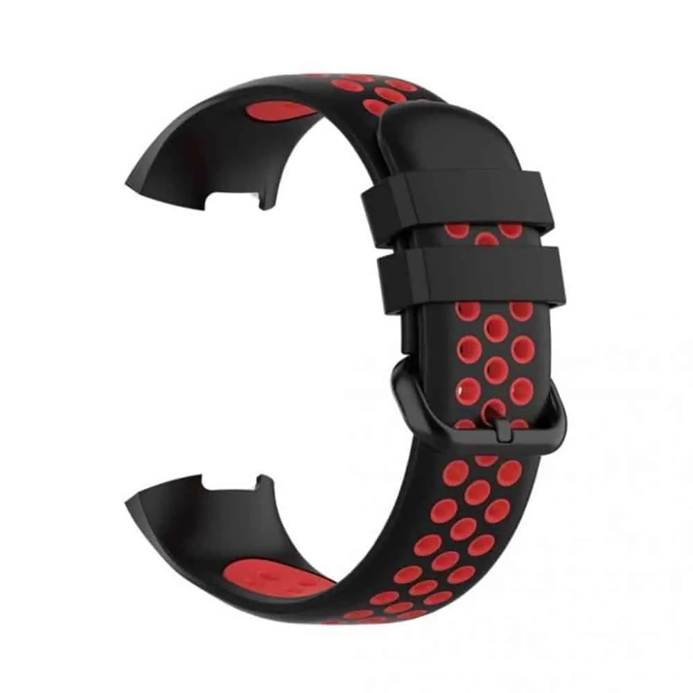 Dual Tone Silicone Strap for Fitbit Charge 4/ SE/ 3 - Black & Red