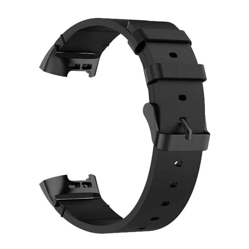 Leather Band for Fitbit Charge 3/SE/4 - Black