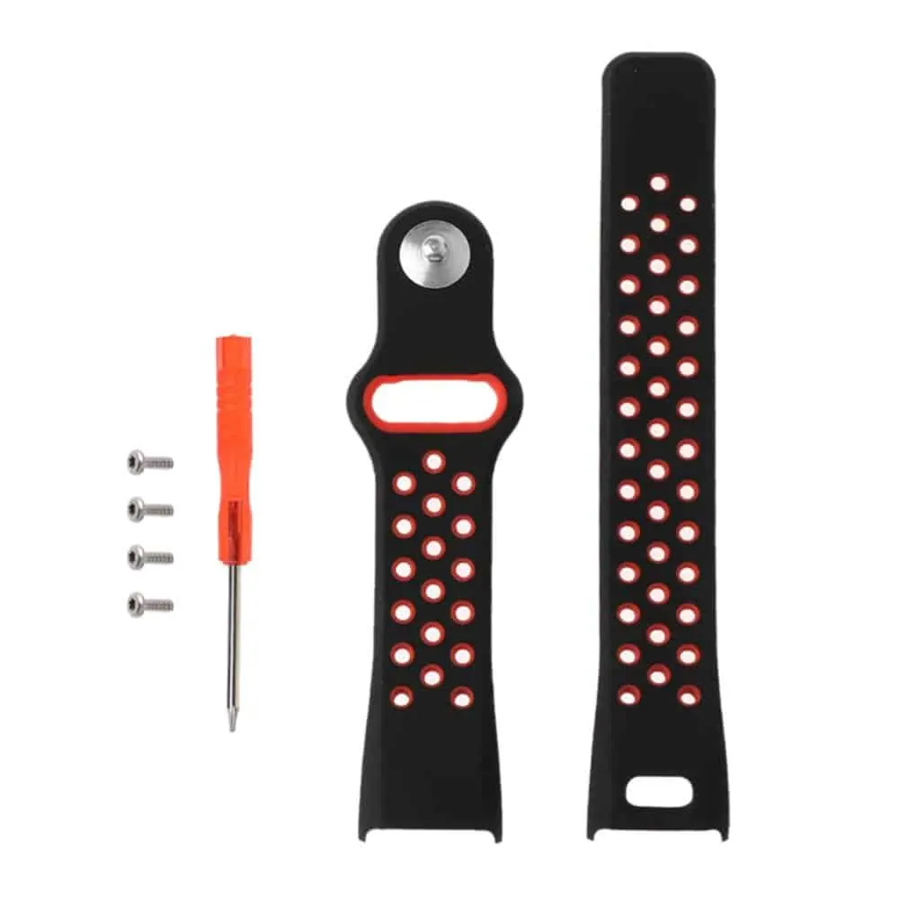 Silicone Strap for Garmin Vivosmart HR - Black & Red - M-L