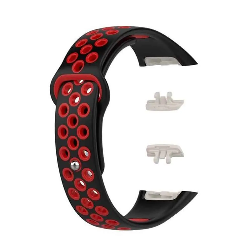 Silicone Strap for Huawei Band 6/Pro/ Honor Band 6 - Black+Red