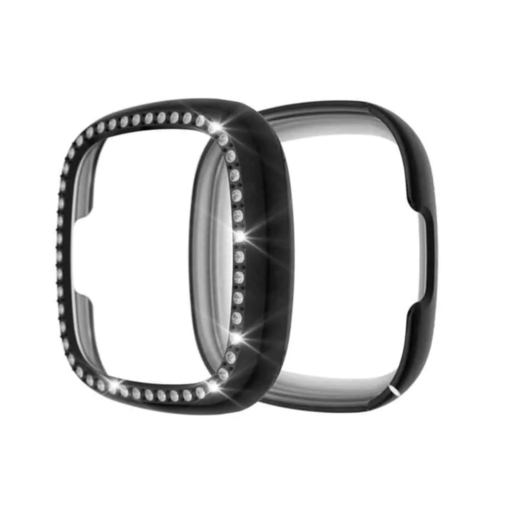 PC case with Diamond for Fitbit Versa 3 /Sense - Black