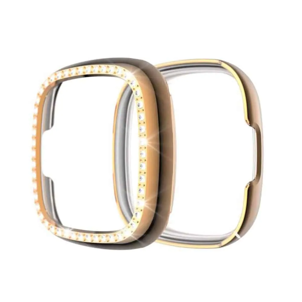 PC case with Diamond for Fitbit Versa 3 /Sense - Rose Gold