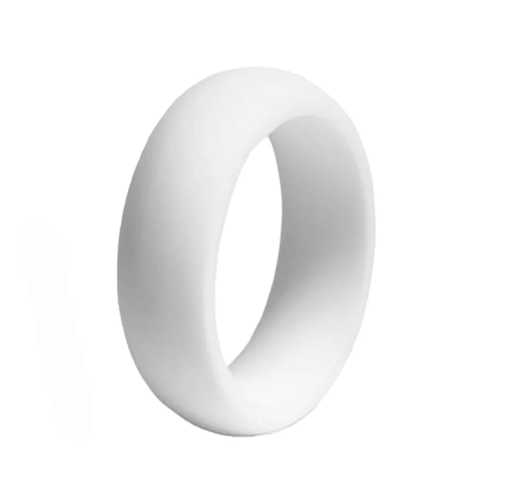 Men's Wedding Exercise Silicone Ring- 8mm- White- Q