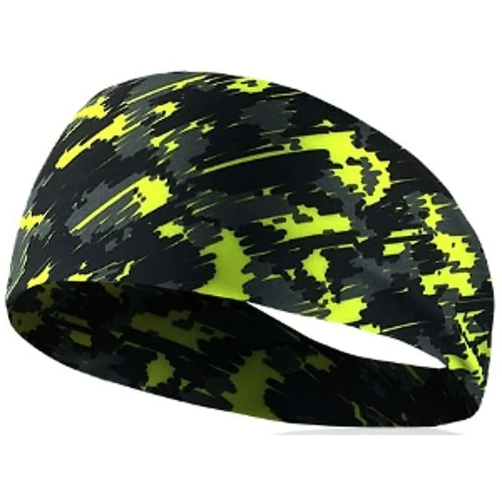 Yoga Running Sports Workout Camo Sweat Headband Buff - Yellow