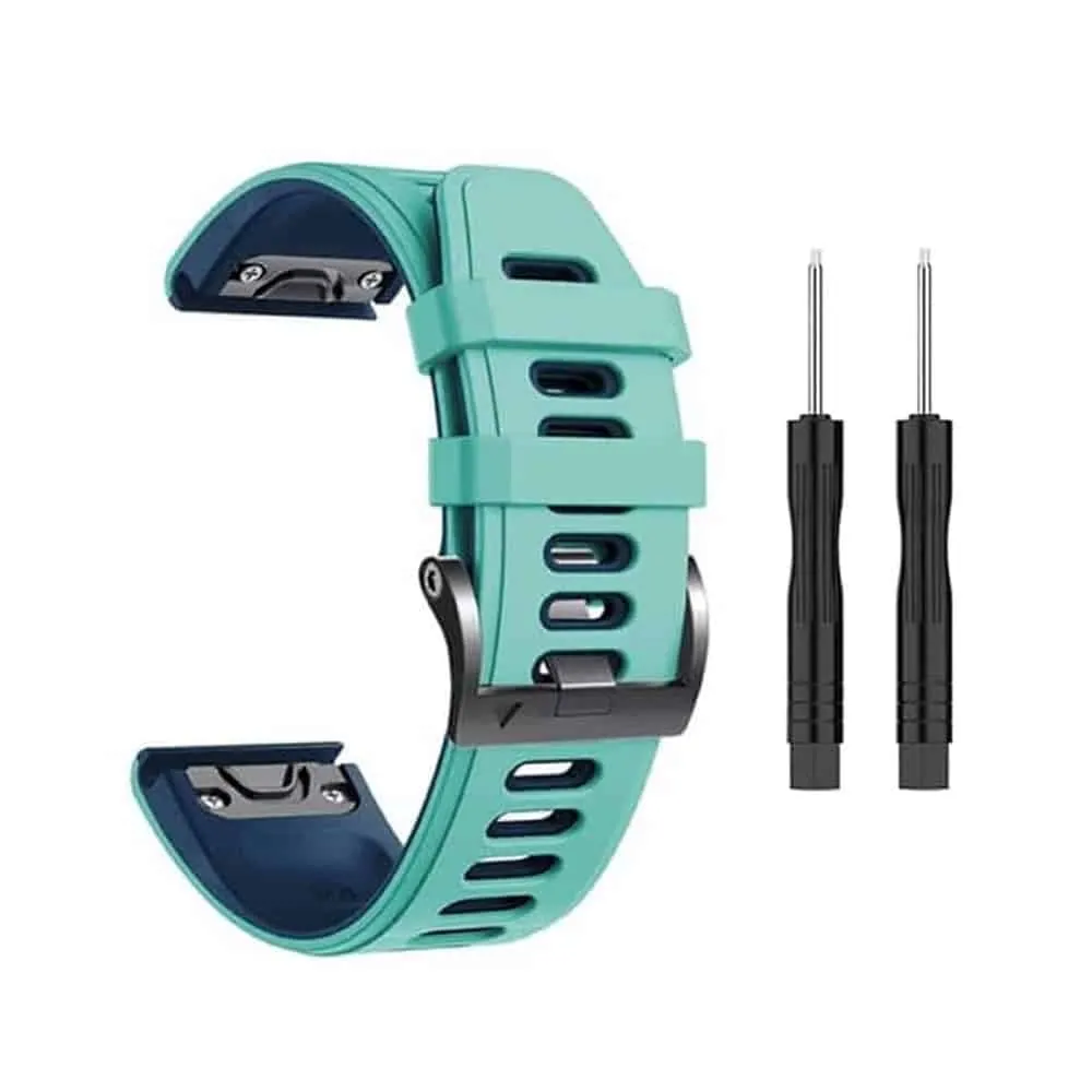 22mm EasyFit Silicone Strap for Garmin - Frost blue & Blue