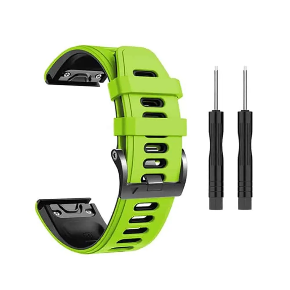 22mm EasyFit Silicone Strap for Garmin - Green & Black