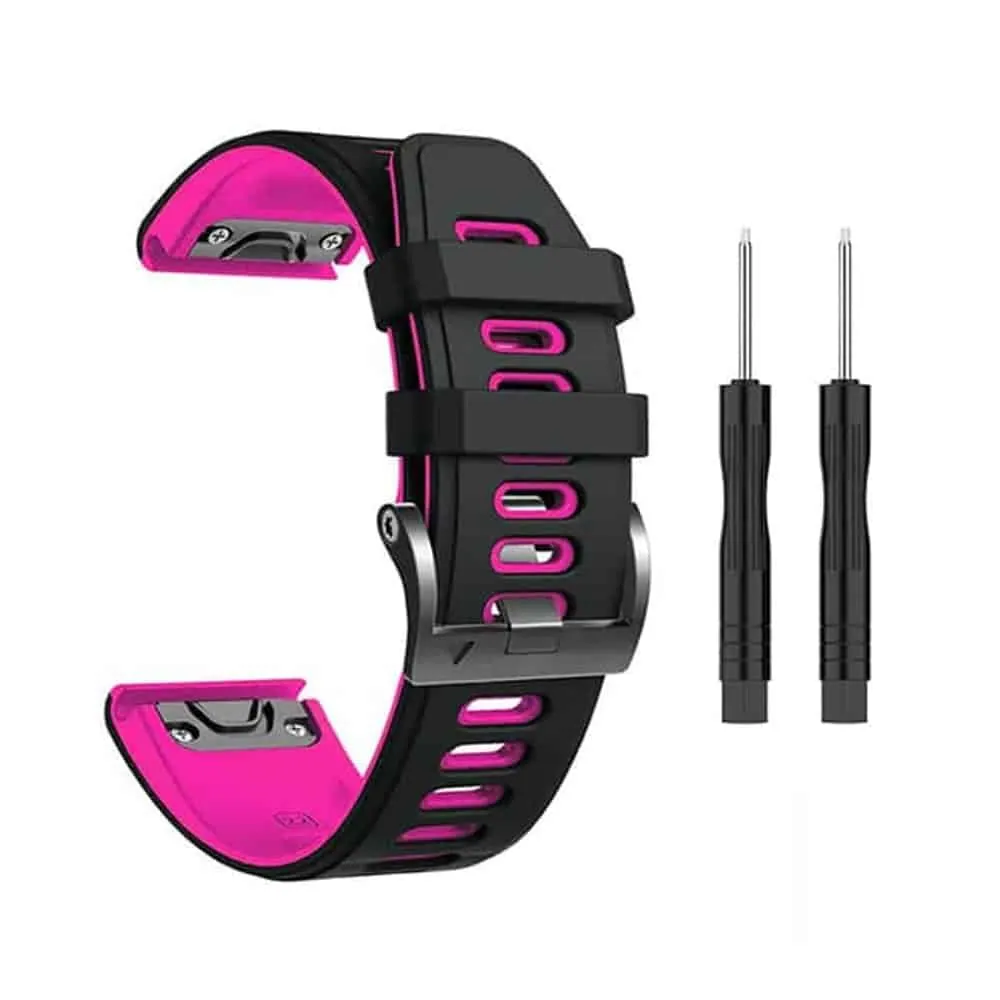 22mm EasyFit Silicone Strap for Garmin - Black & Pink