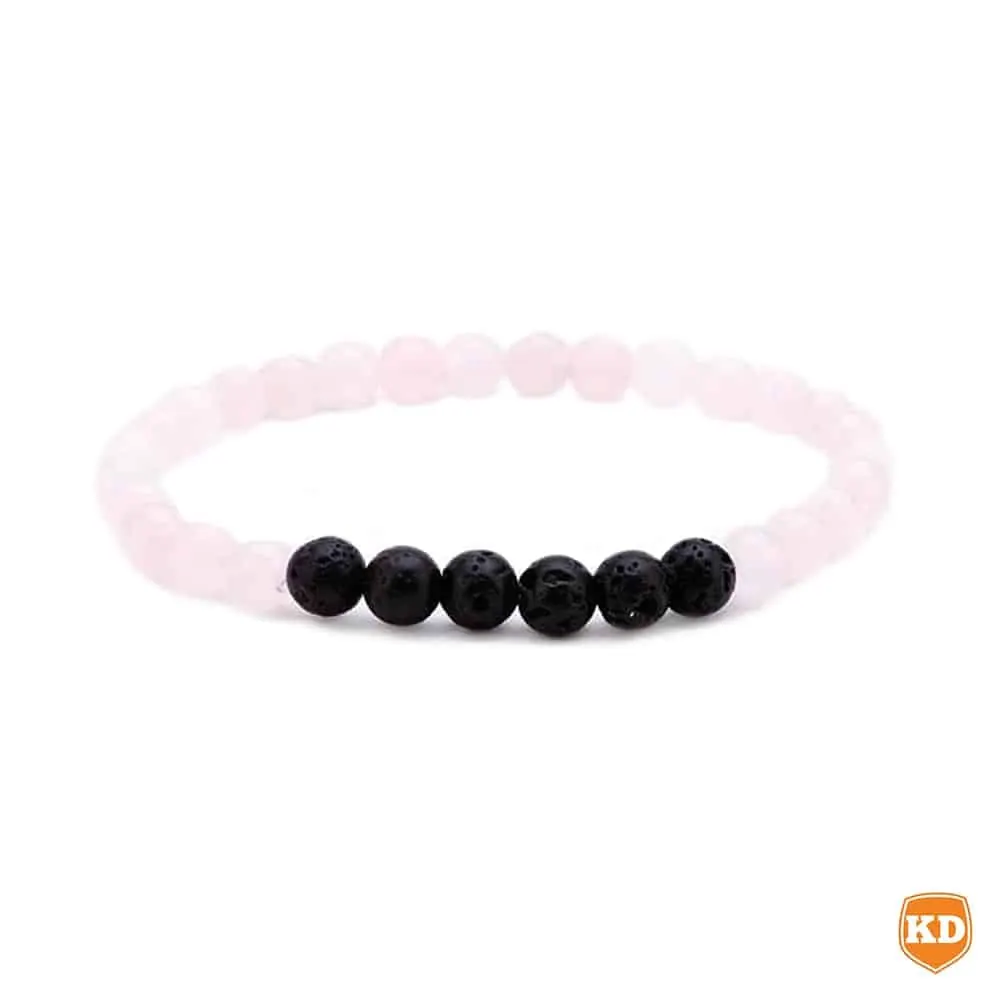 Essential Oil Diffuser Lava Stone Bead Bracelet - Rose Quartz