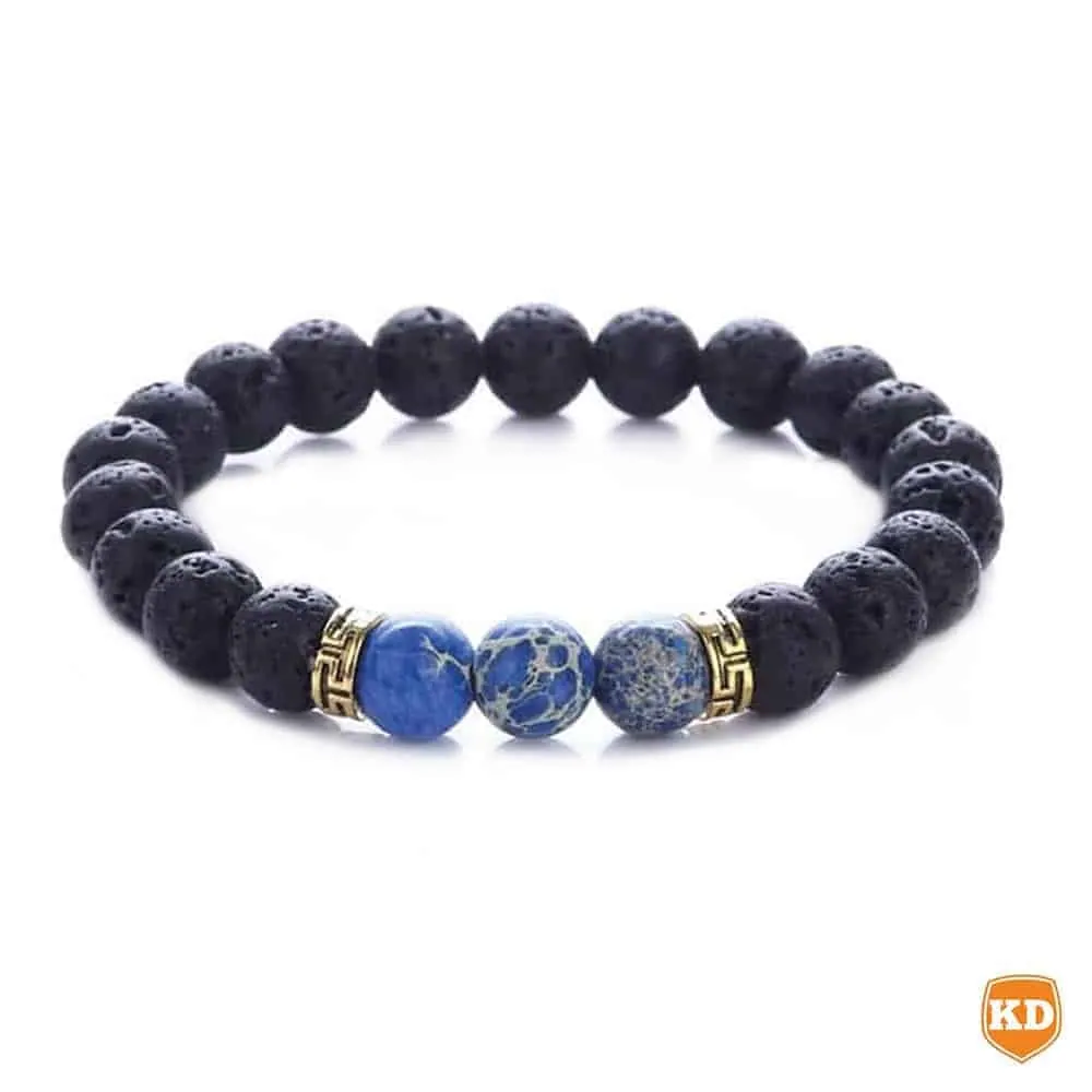 Essential Oil Diffuser Lava Stone Bead Bracelet - Blue Regalite