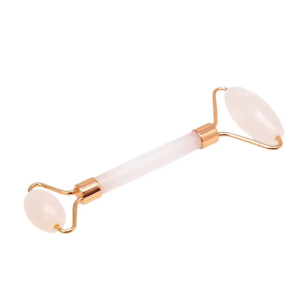 Rose Quartz Derma facial massage toning roller - Pink