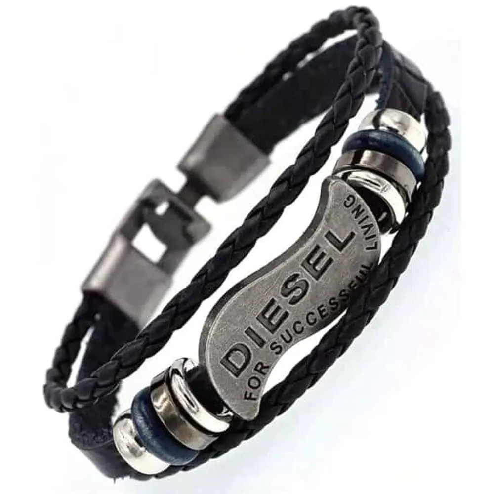 PU Vegan Leather Diesel Multi-Layered Rope Bracelet- S/M