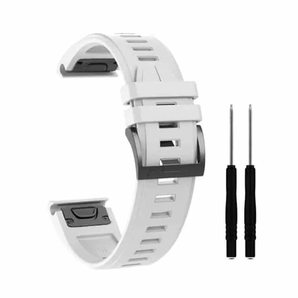 26mm EasyFit Silicone Strap for Garmin - White, 1 Pack