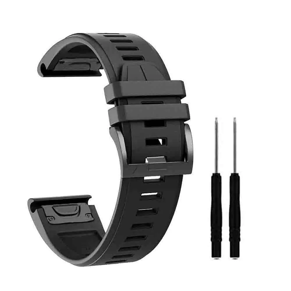26mm EasyFit Silicone Strap for Garmin - Black, 1 Pack