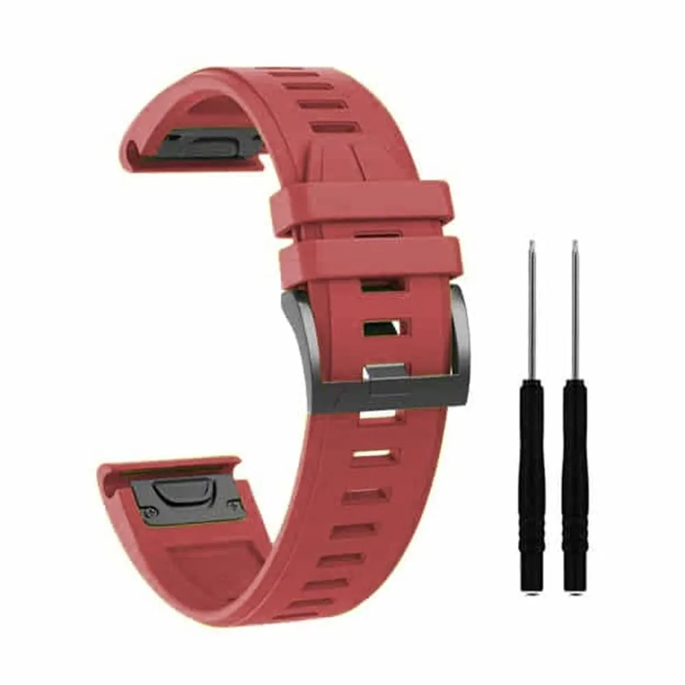 26mm EasyFit Silicone Strap for Garmin - Red, 1 Pack