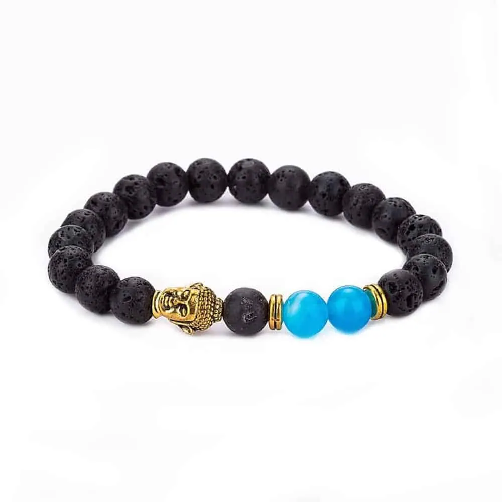 Essential Oil Diffuser Lava Stone Blue Agate Buddha Bracelet