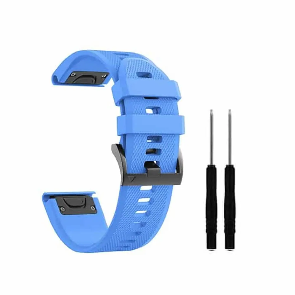 26mm EasyFit Silicone Strap for Garmin - Cyan Blue