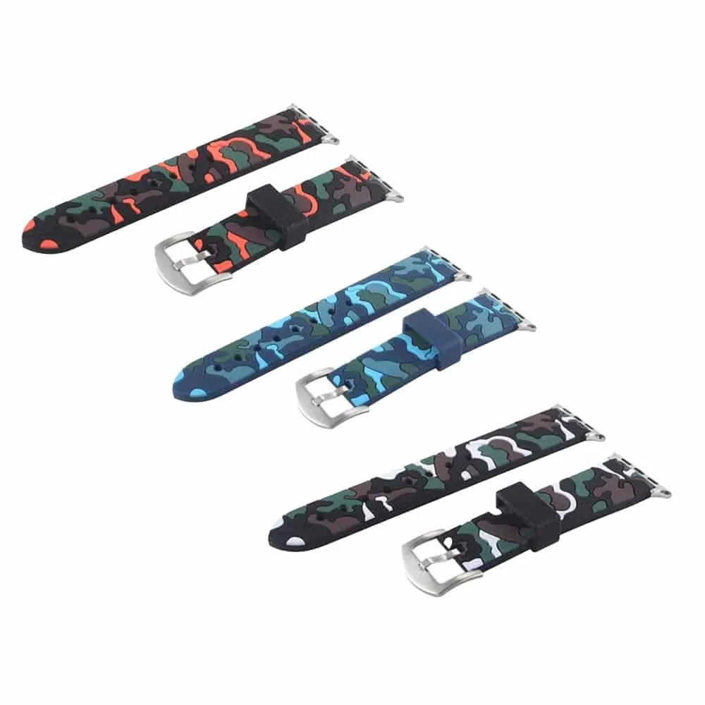 Camo Silicone Straps for 42/44/45/49mm Apple Watch- 3 Packs