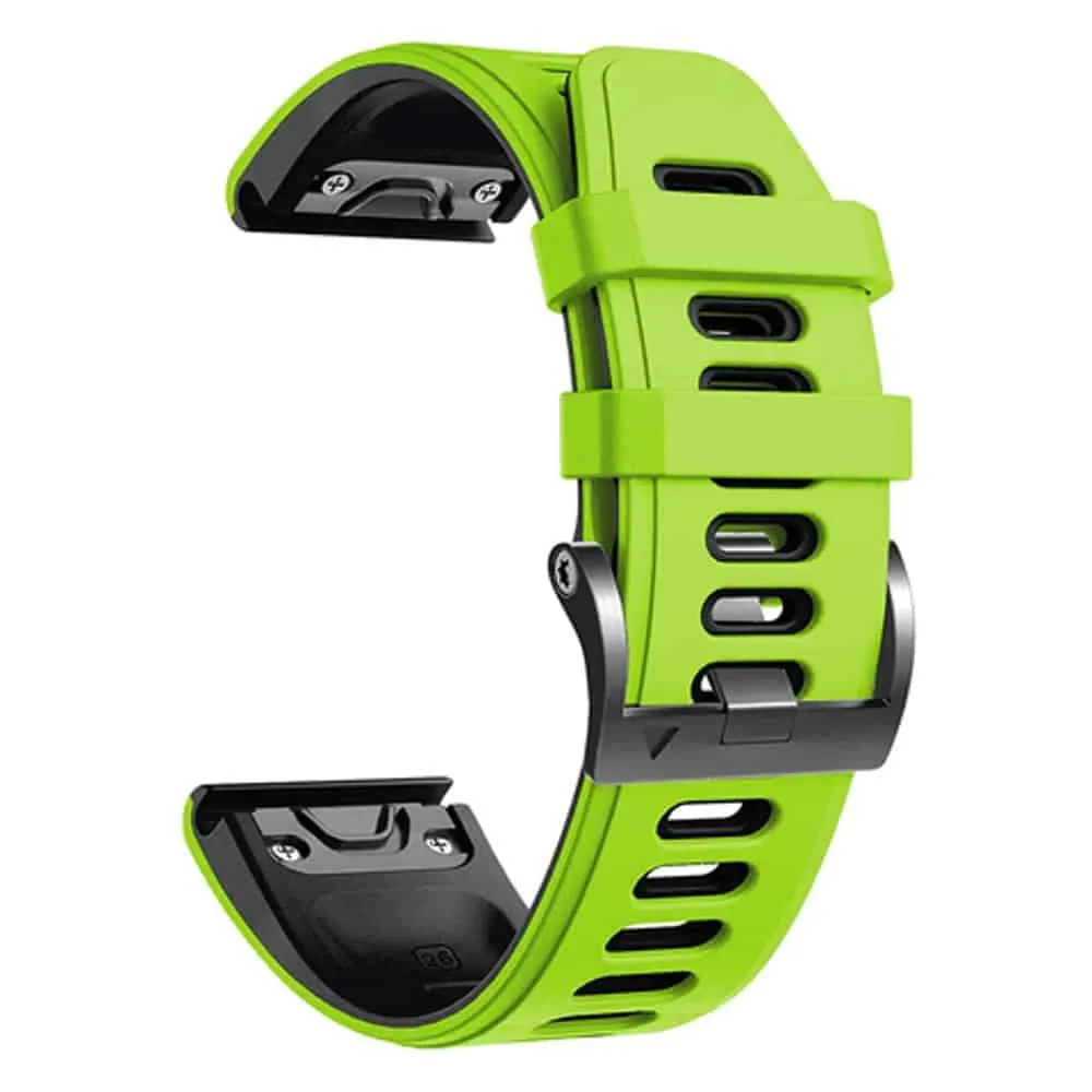 26mm EasyFit Silicone Strap for Garmin - Black & Green