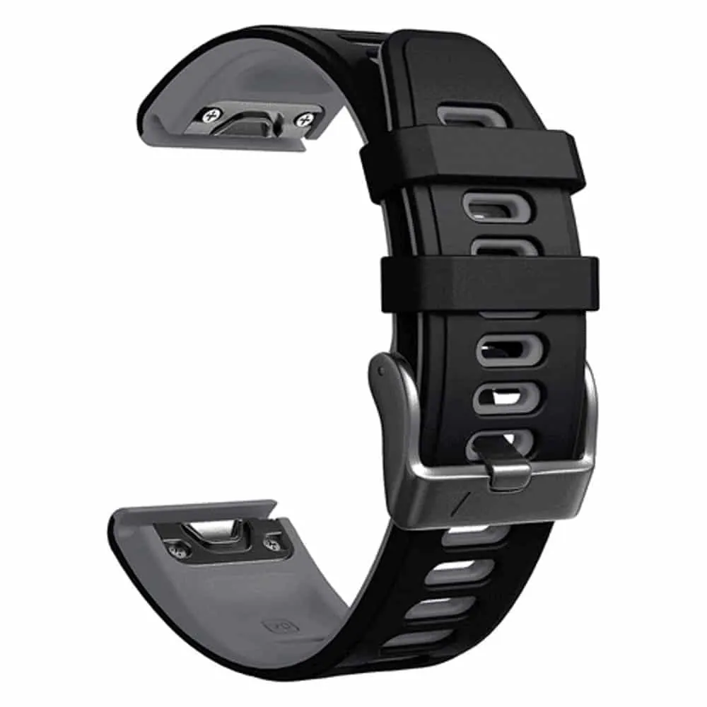 26mm EasyFit Silicone Strap for Garmin - Black & Grey