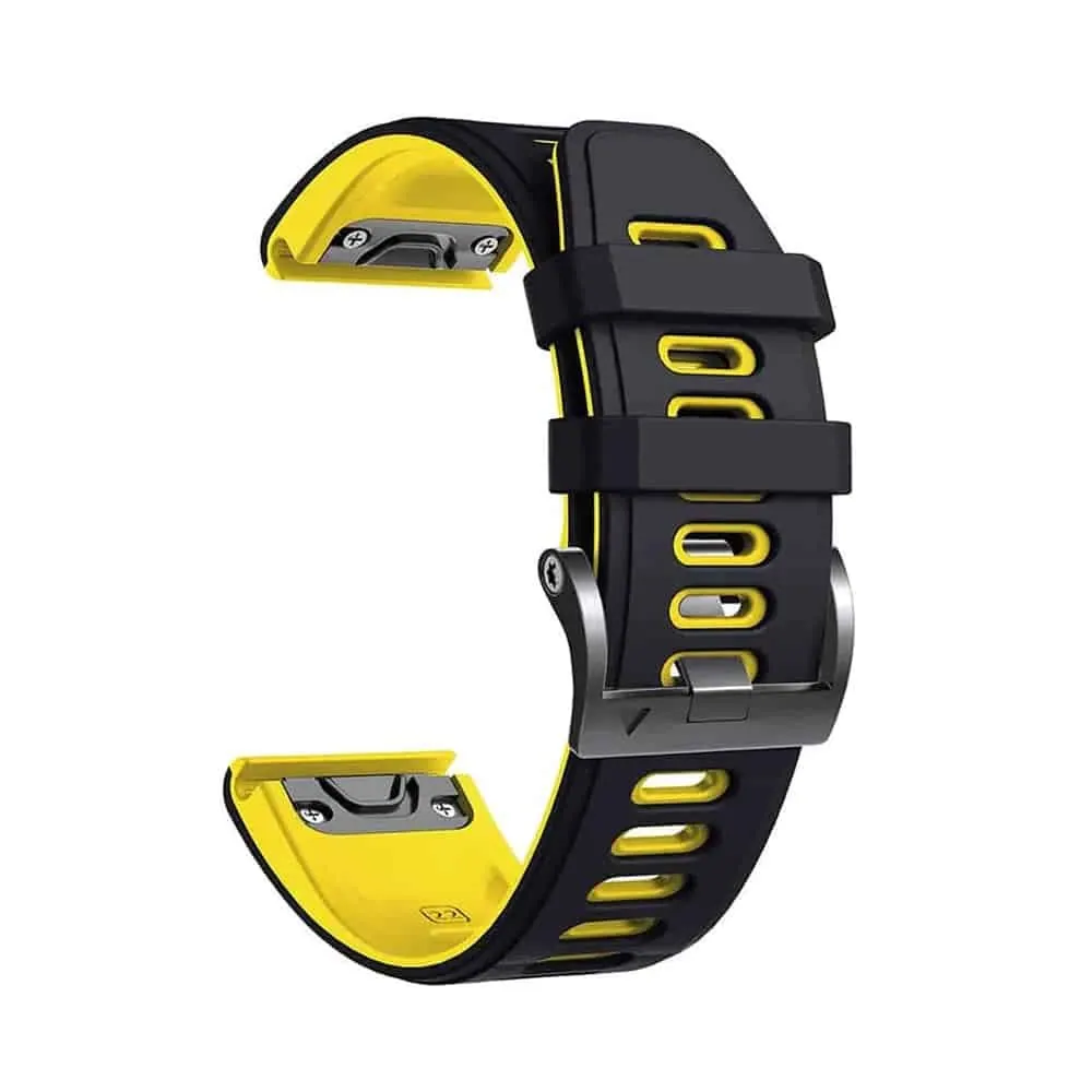 26mm EasyFit Silicone Strap for Garmin - Black & Yellow