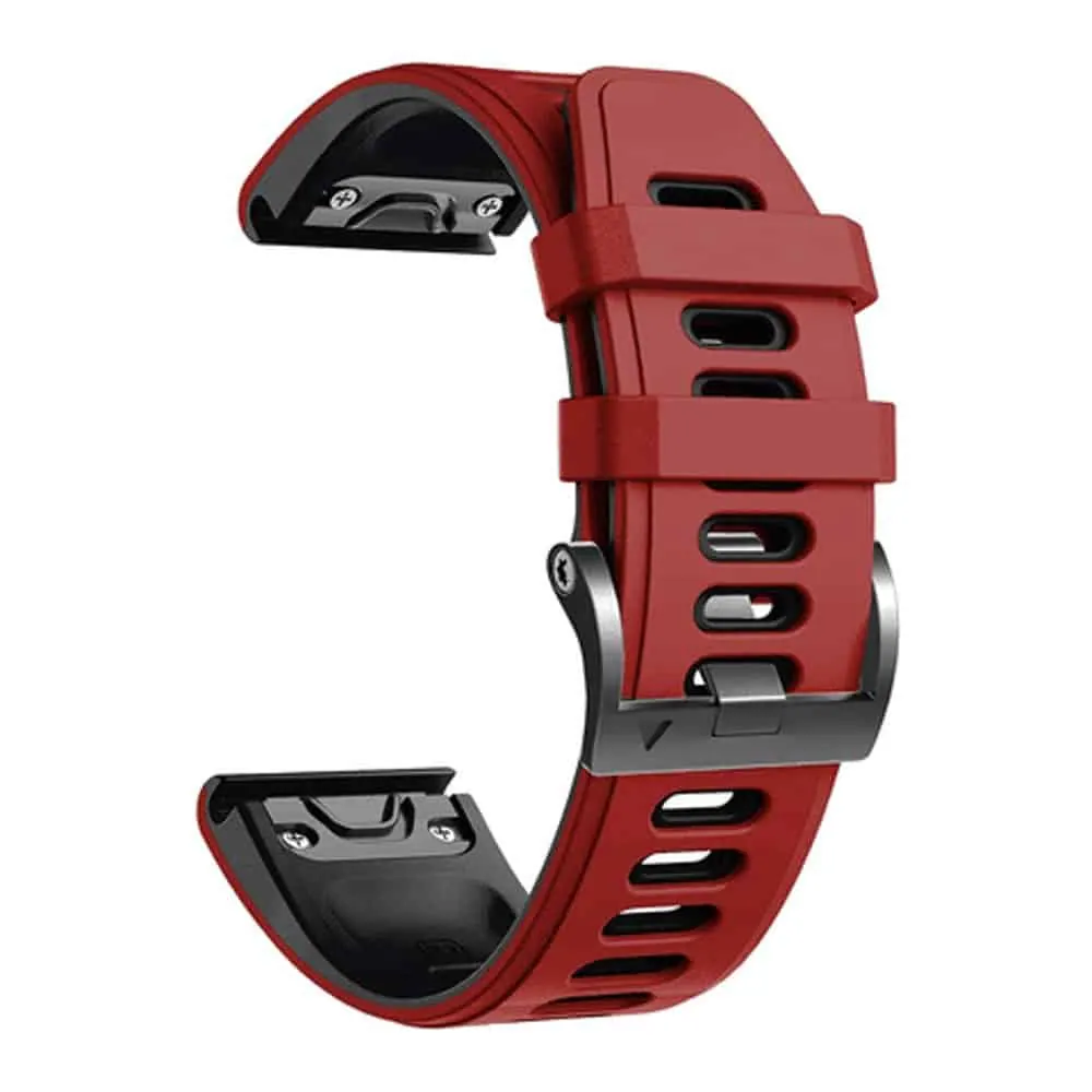 26mm EasyFit Silicone Strap for Garmin - Red & Black