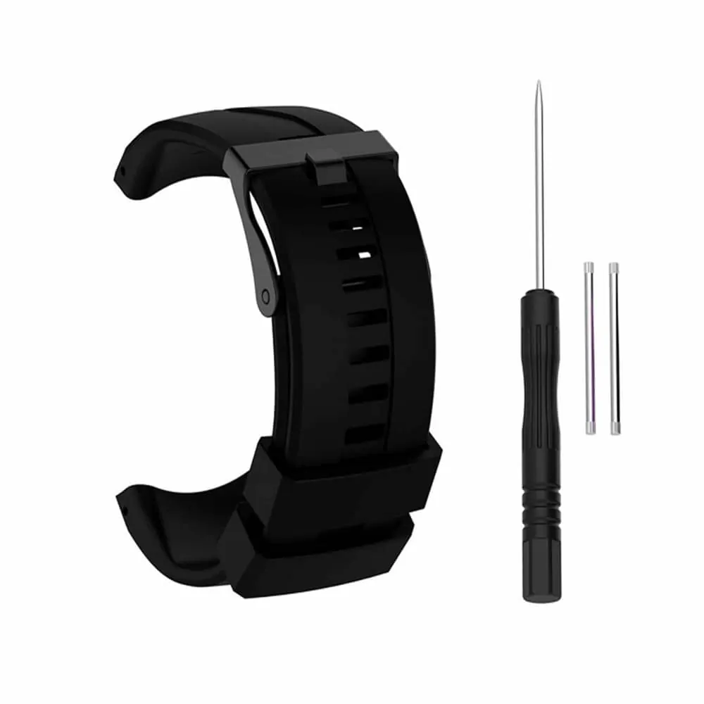 24mm Silicone Strap w/ Pins & Tool for Suunto Kailash - Black