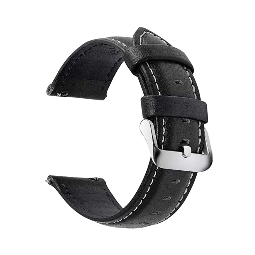 24mm Quick Release Vegan Leather Strap - Black, 24 cm