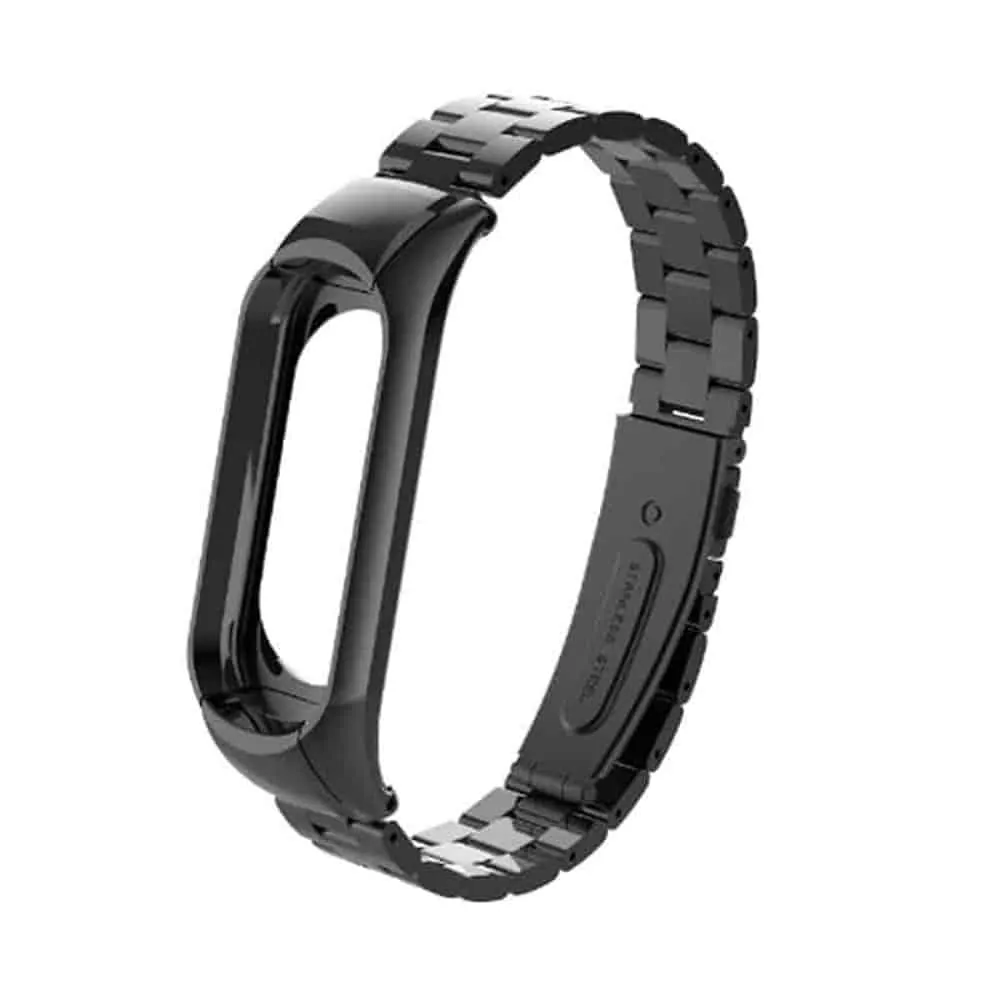 3-Links Stainless Steel Strap for Xiao Band 5/ Band 6 - Black