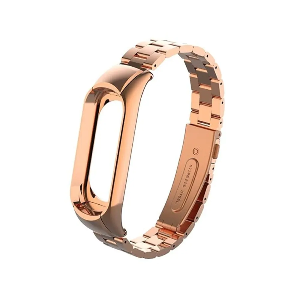 3-Links Stainless Steel Strap for Xiao Band 5/ Band 6 - Rose Gold
