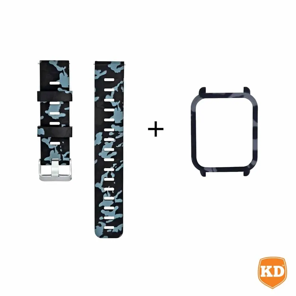 Amazfit BIP/Lite silicone strap + protective case + film - Camo grey
