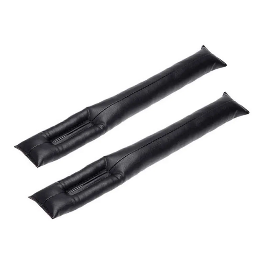 Car Seat Anti-Lost Vegan Leather Gap Filler Case Set - x2 - Black