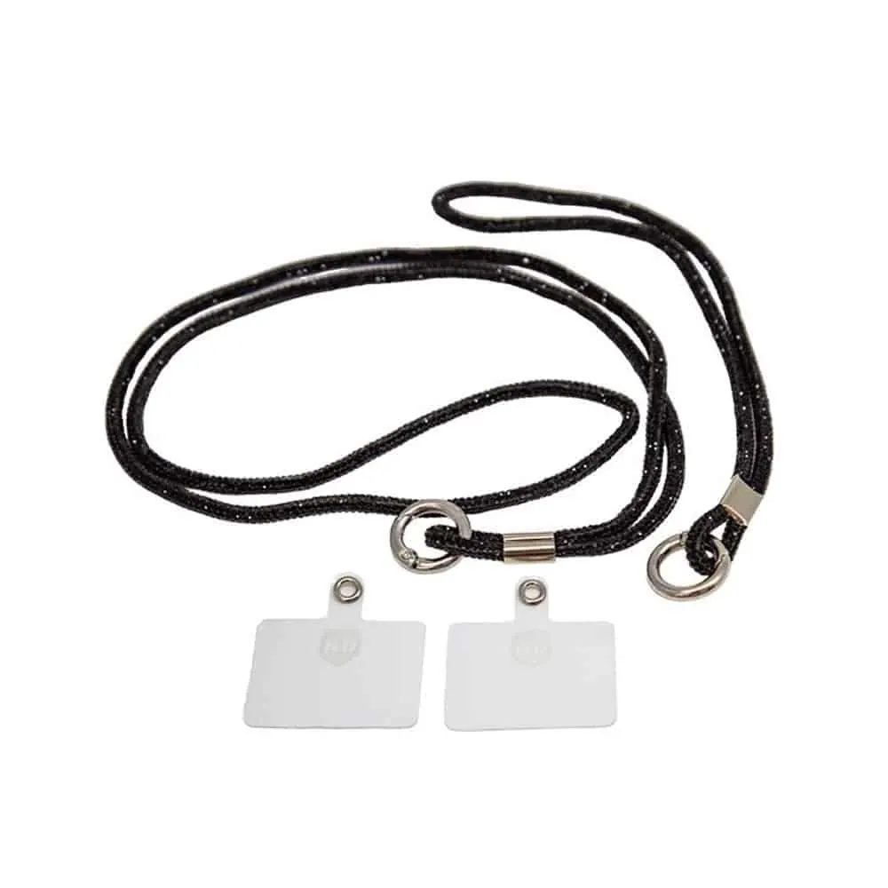 Universal Cell Phone Diamond Lanyard Black 1x Neck Strap 1x Wrist Strap