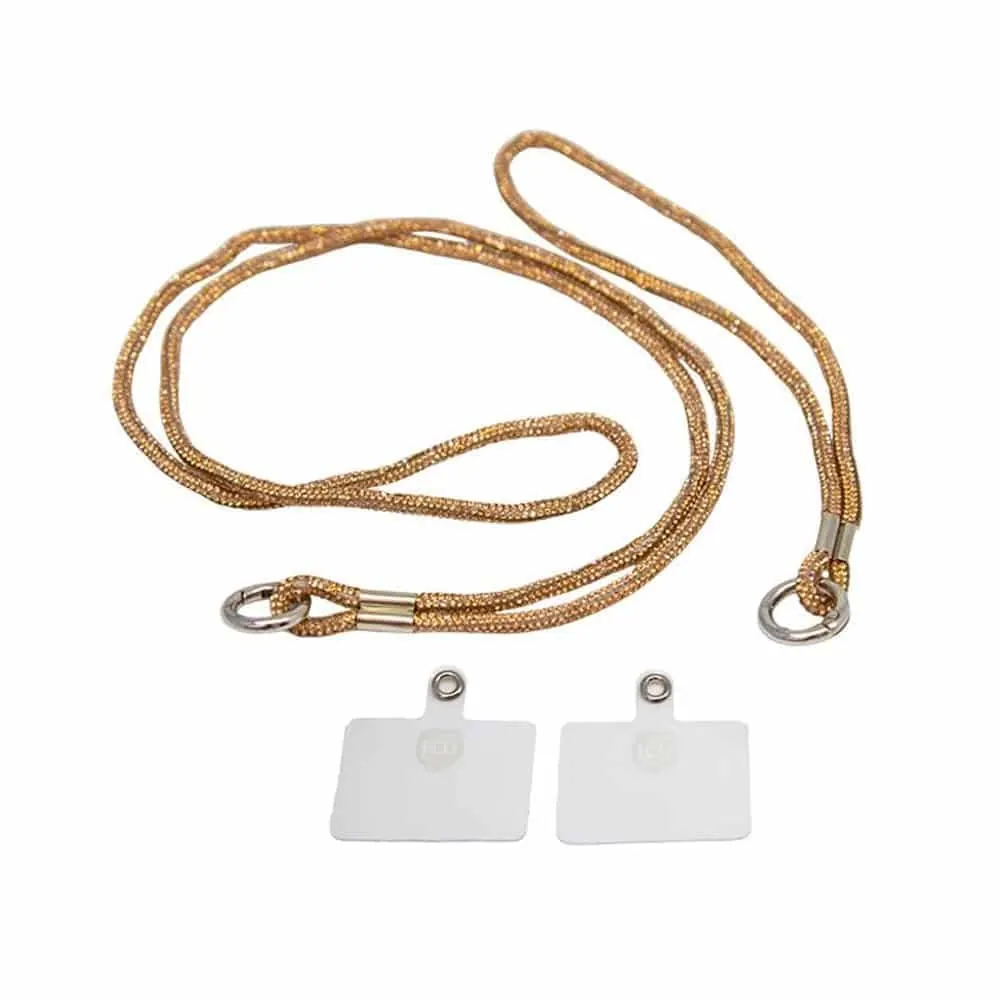 Universal Cell Phone Diamond Lanyard Rose Gold 1x Neck & 1x Wrist Strap