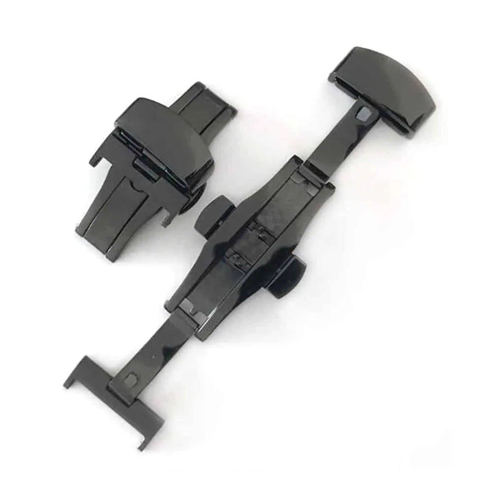 20mm PinFit Stainless Steel Watch Strap Deployment Clasp - Black, 20mm