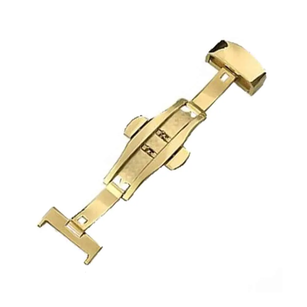 22mm PinFit Stainless Steel Watch Strap Deployment Clasp - Gold, 22mm