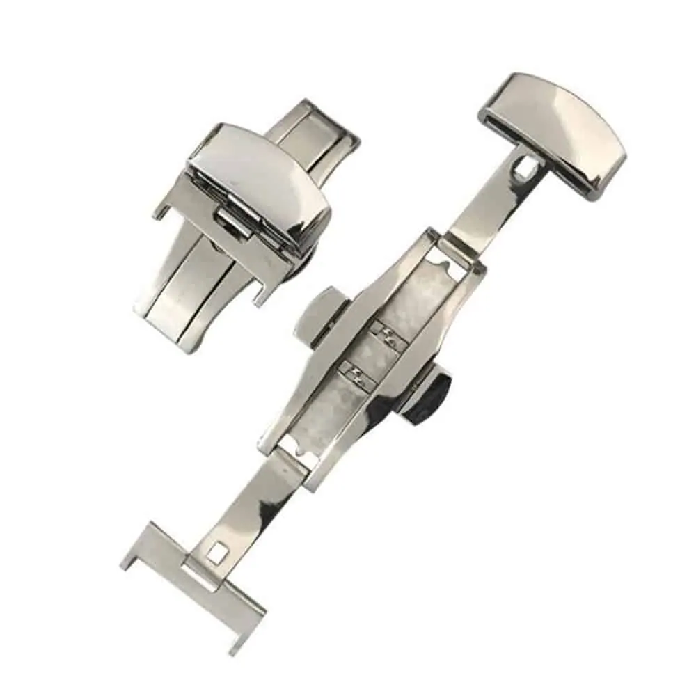 22mm PinFit Stainless Steel Watch Strap Deployment Clasp - Silver, 22mm